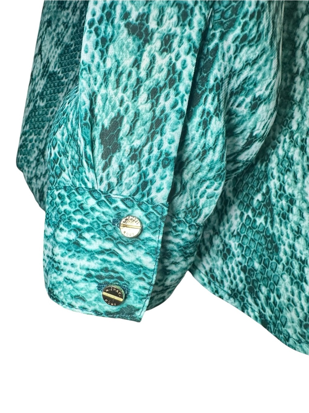 MICHAEL Michael Kors Teal Snake Print Long-Sleeve Blouse - Picture 9 of 10